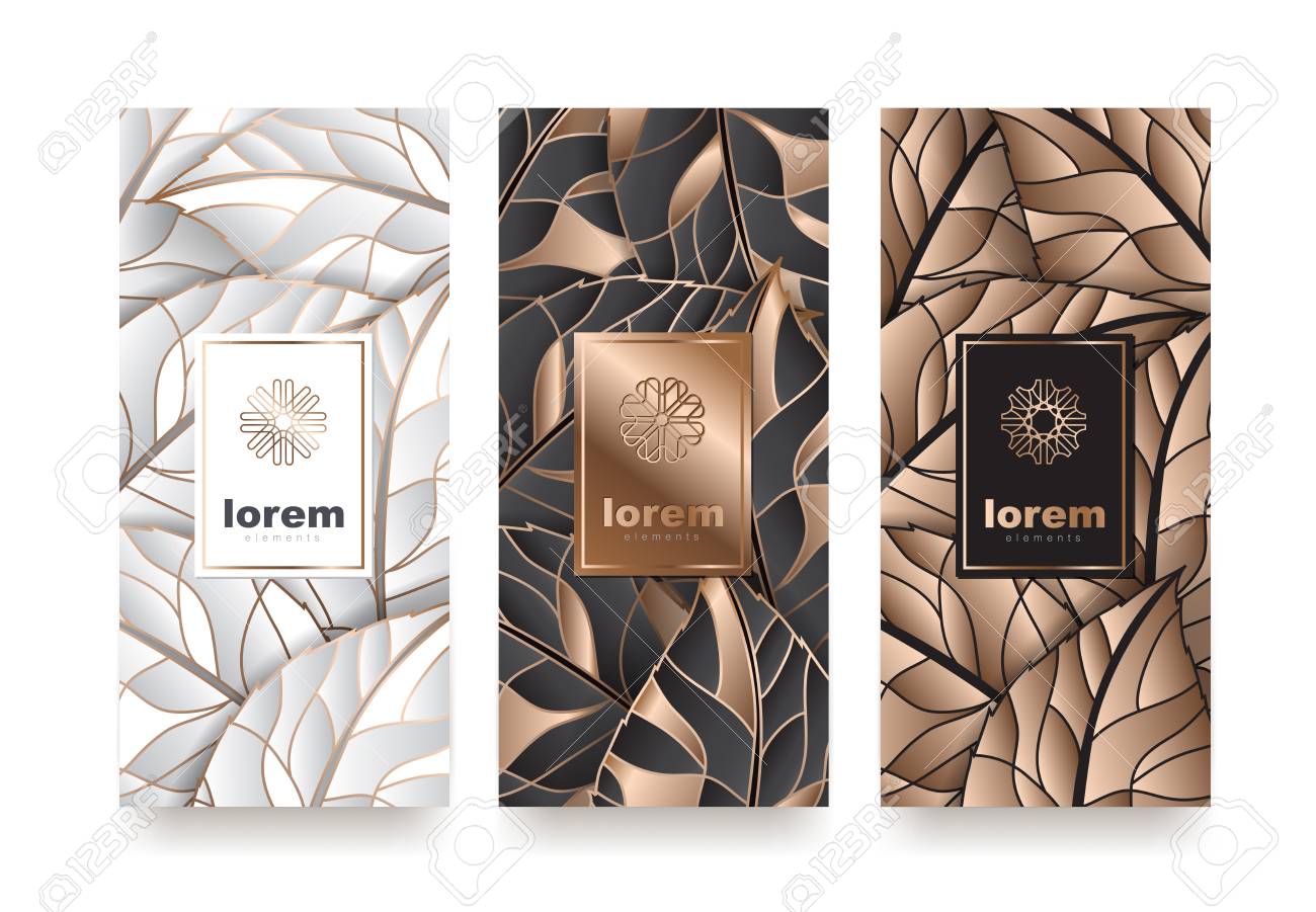 Vector set packaging templates with different texture for luxury products. logo design with trendy linear style vector illustration - 90735810 Vector set packaging templates with different texture for luxury products. logo design with trendy linear style vector illustration - 90735810