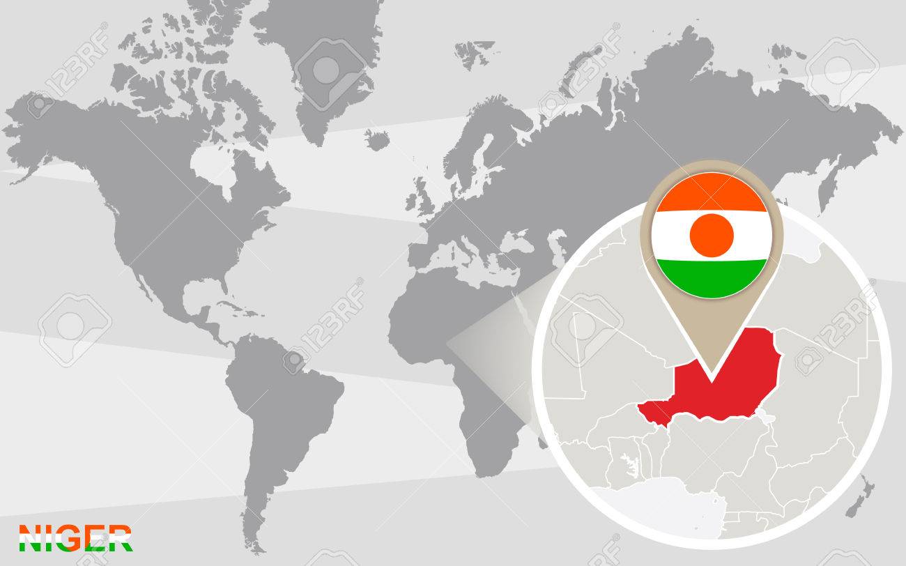 世界地図拡大ニジェールに ニジェールの国旗と地図 のイラスト素材 ベクタ Image 世界地図拡大ニジェールに ニジェールの国旗と地図 のイラスト素材 ベクタ Image