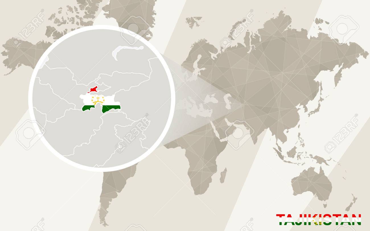 ã‚¿ã‚¸ã‚­ã‚¹ã‚¿ãƒ³ã®åœ°å›³ã¨å›½æ——ã‚'æ‹¡å¤§ã§ãã¾ã™ ä¸–ç•Œåœ°å›³ ã®ã‚¤ãƒ©ã‚¹ãƒˆç´ æ ãƒ™ã‚¯ã‚¿ Image 53985840