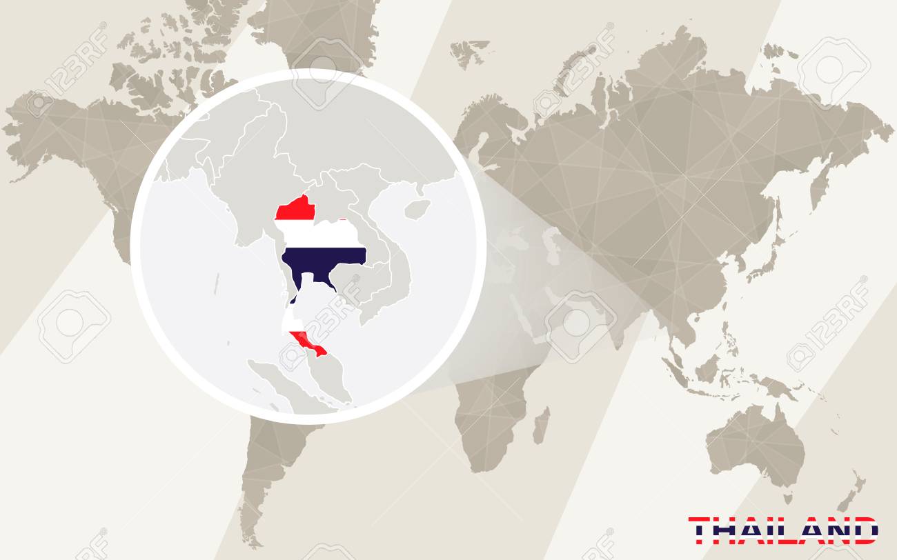 Zoom On Thailand Map And Flag World Map Royalty Free Cliparts Vectors And Stock Illustration Image