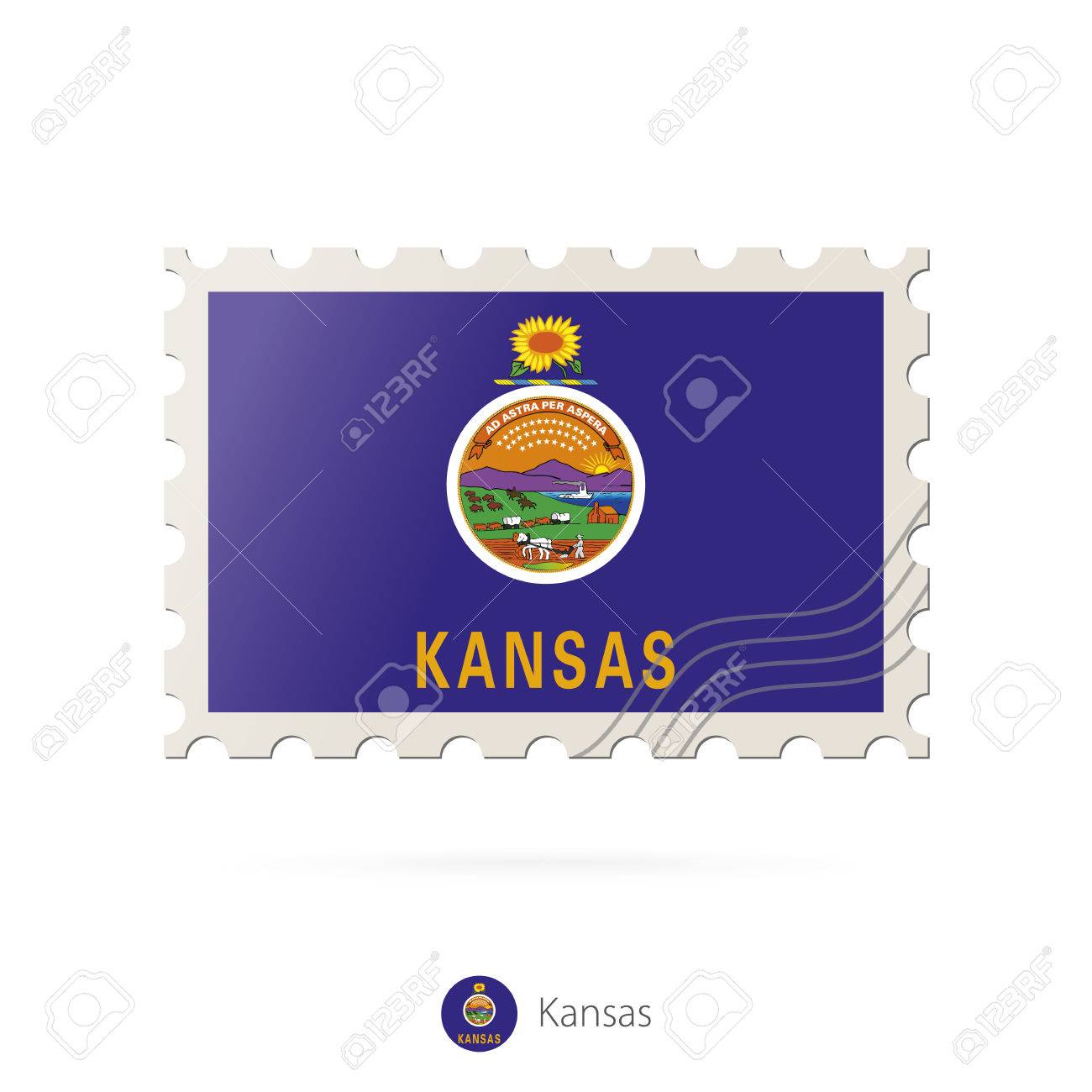 postage stamp with the image of kansas state flag kansas flag