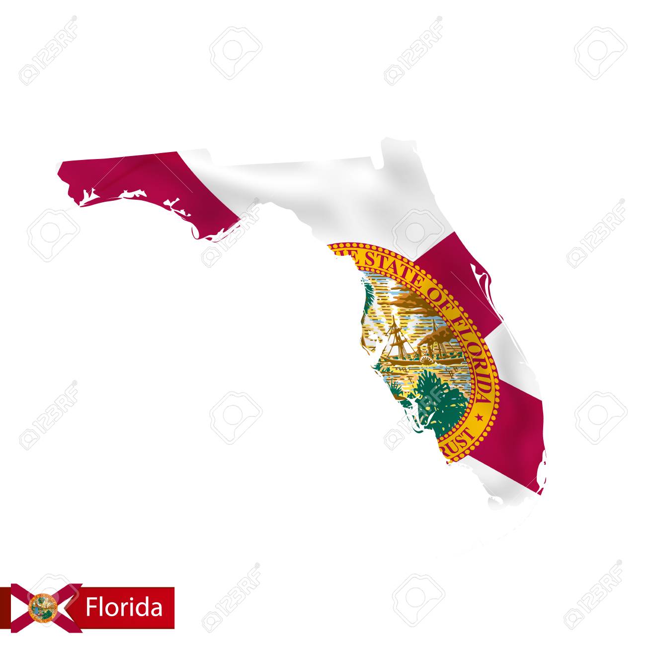 Mapa Del Estado De Florida Con La Bandera Del Estado De Los Estados Unidos Ilustración Vectorial Ilustraciones Vectoriales Clip Art Vectorizado Libre De Derechos Image 85581742