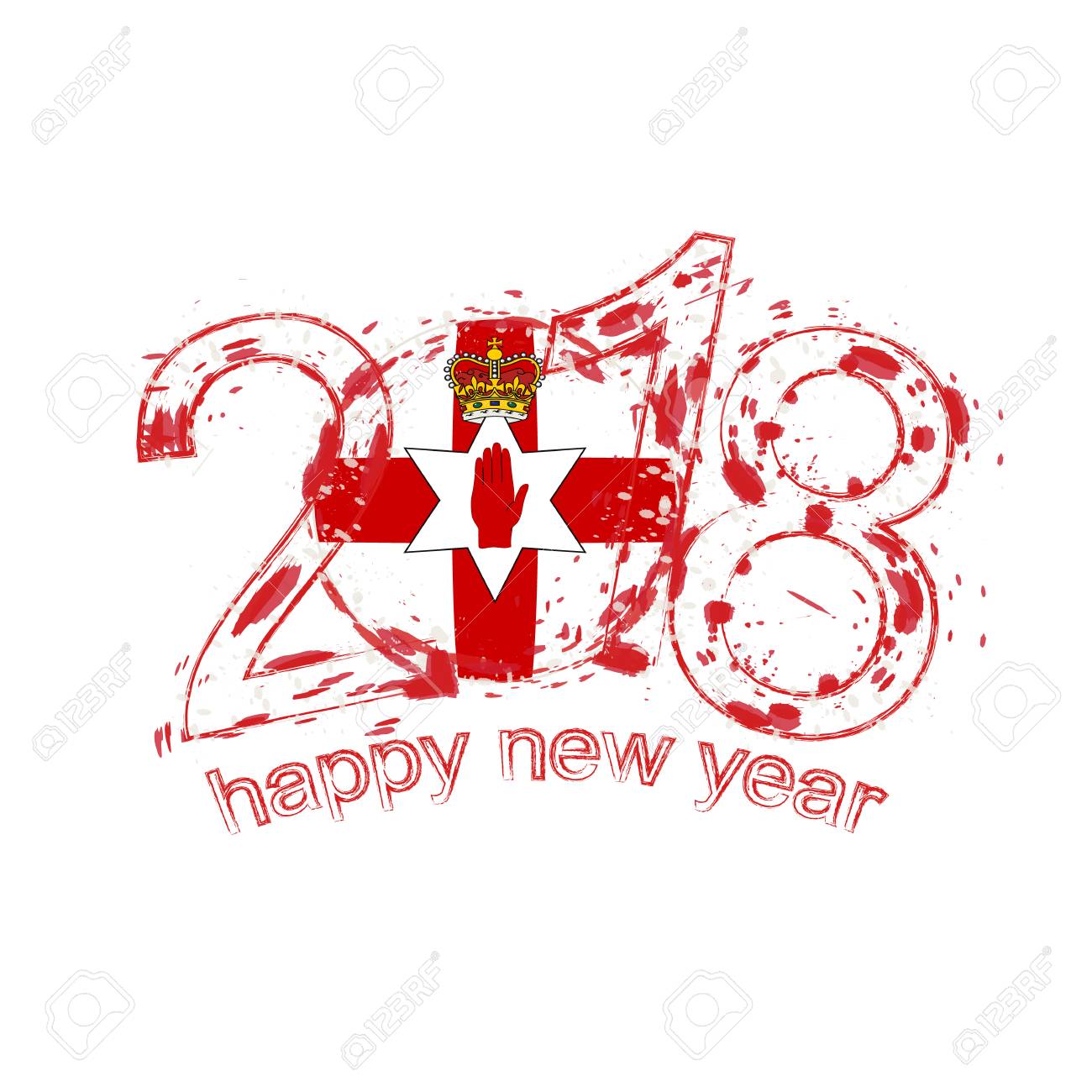 2018 happy new year northern ireland grunge vector template for flyers northern ireland
