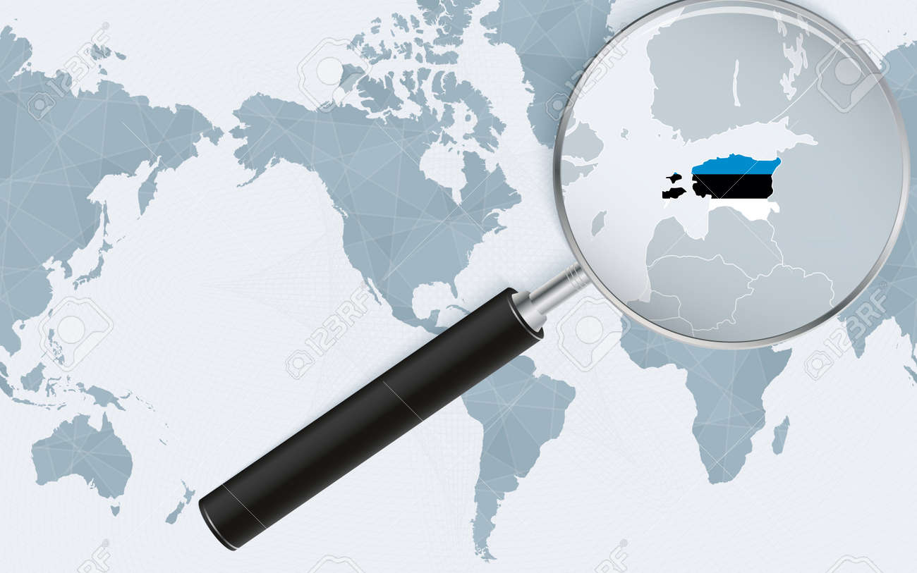 Premium Vector  Map of the world with a magnifying glass on a map