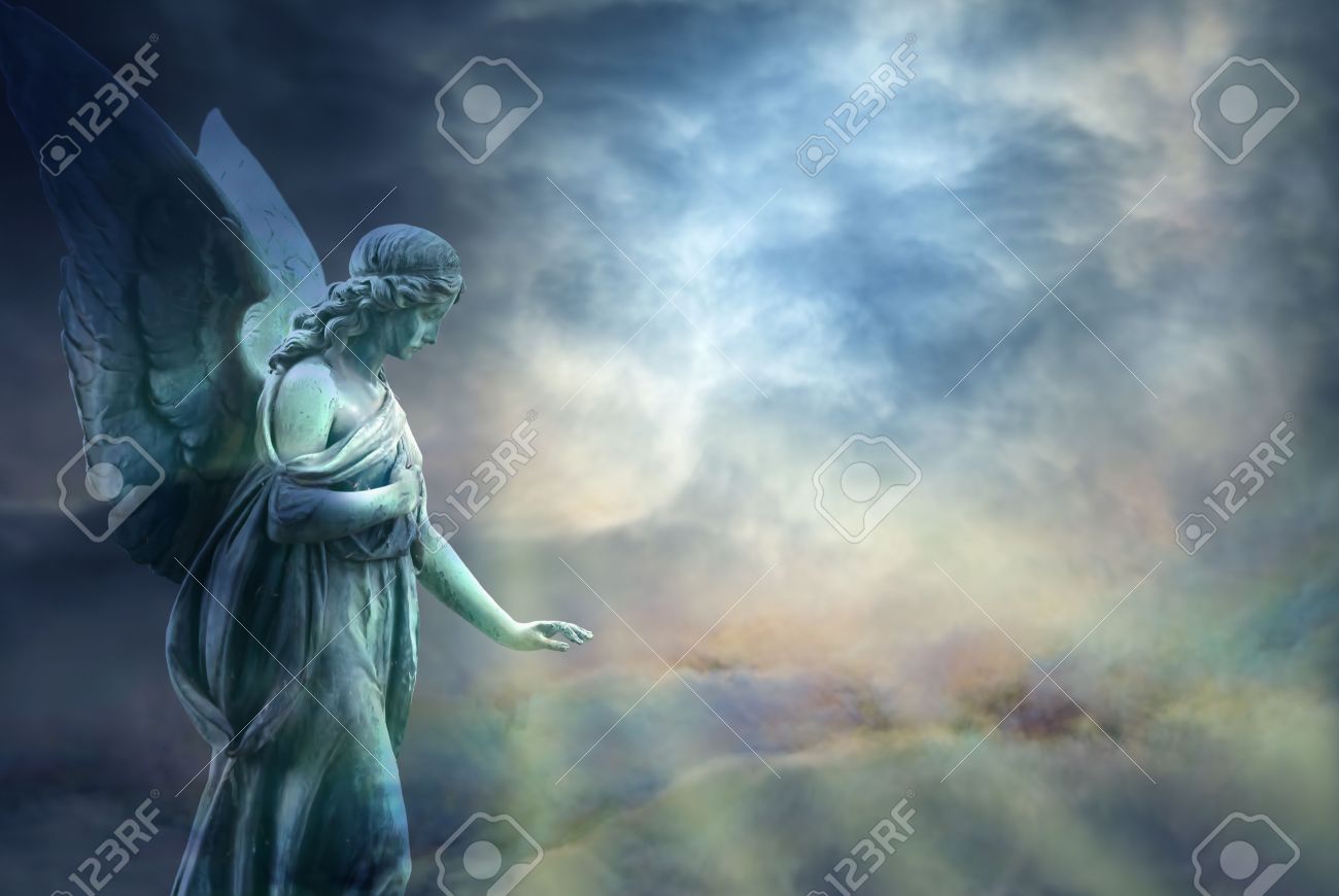 Beautiful angel in heaven with divine rays of light - 53265336 Beautiful angel in heaven with divine rays of light - 53265336