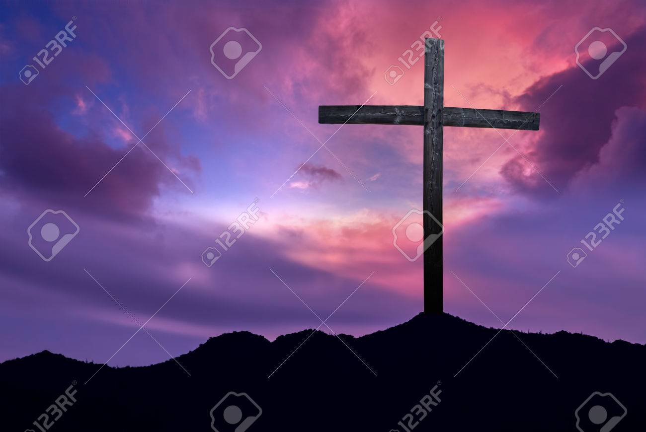 Silhouette of Christian cross at sunrise or sunset concept of religion - 54786586 Silhouette of Christian cross at sunrise or sunset concept of religion - 54786586