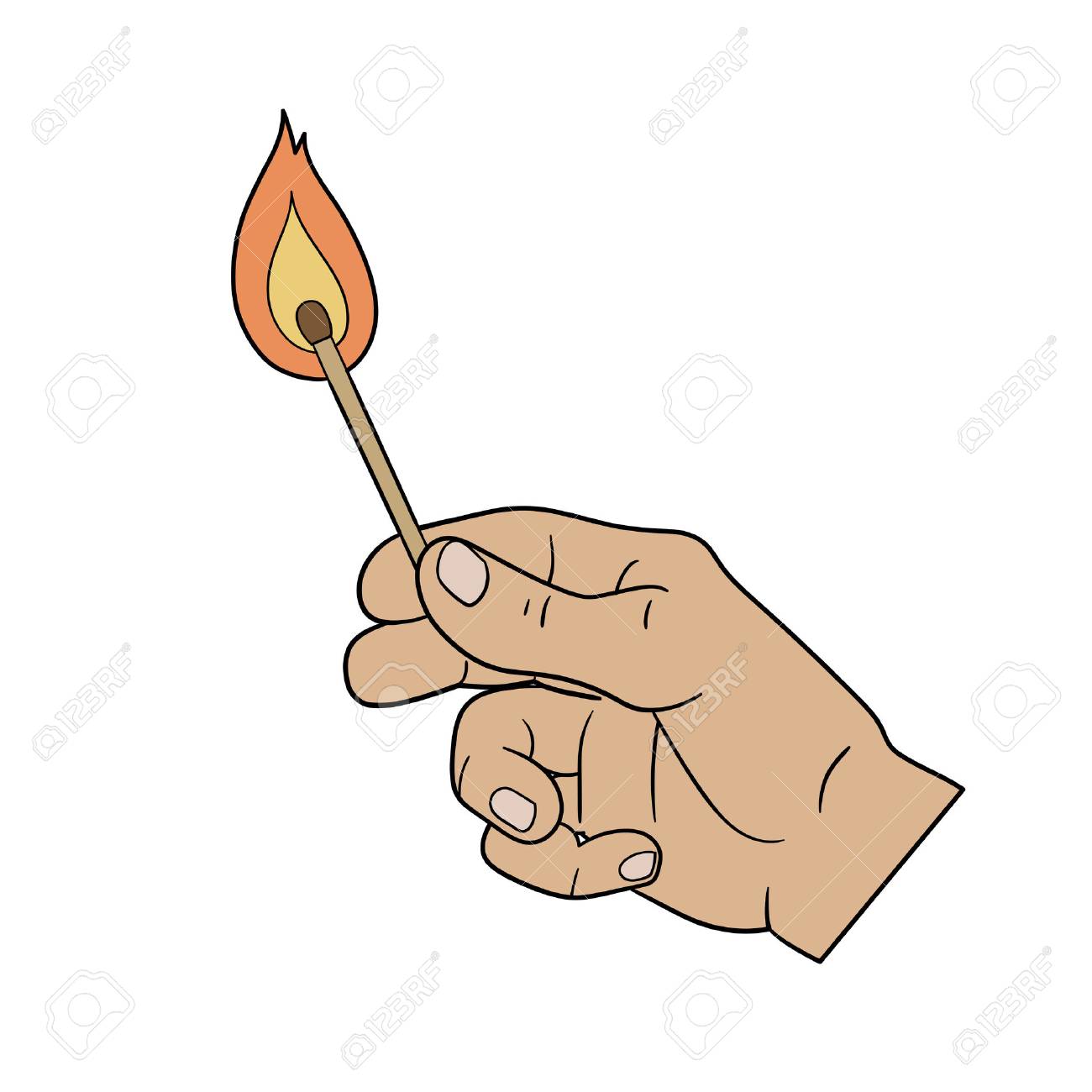 This Is An Illustration Of A Had Holding Burning Match Royalty Free Cliparts Vectors And Stock Illustration Image 51799468