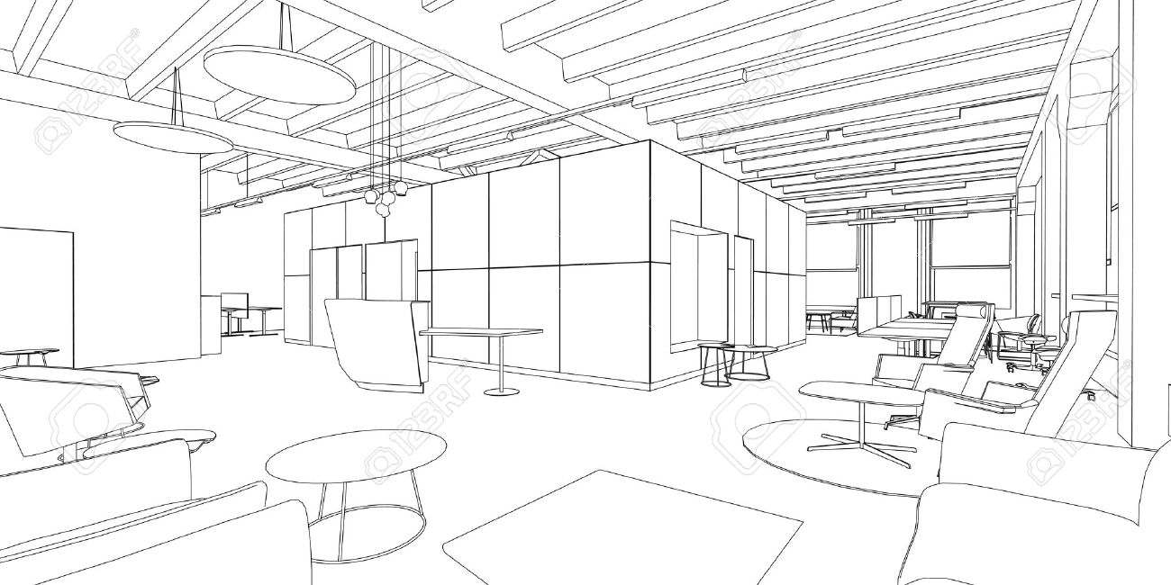 outline sketch of a interior office space royalty free clipartsoutline sketch of a interior office space stock vector 43796022