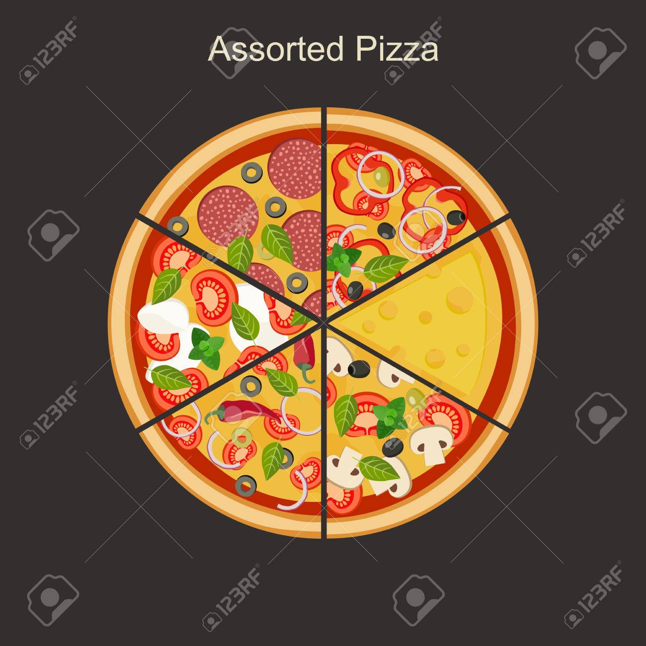 各種ピザ ピザのおいしい三角部分 のイラスト素材 ベクタ Image