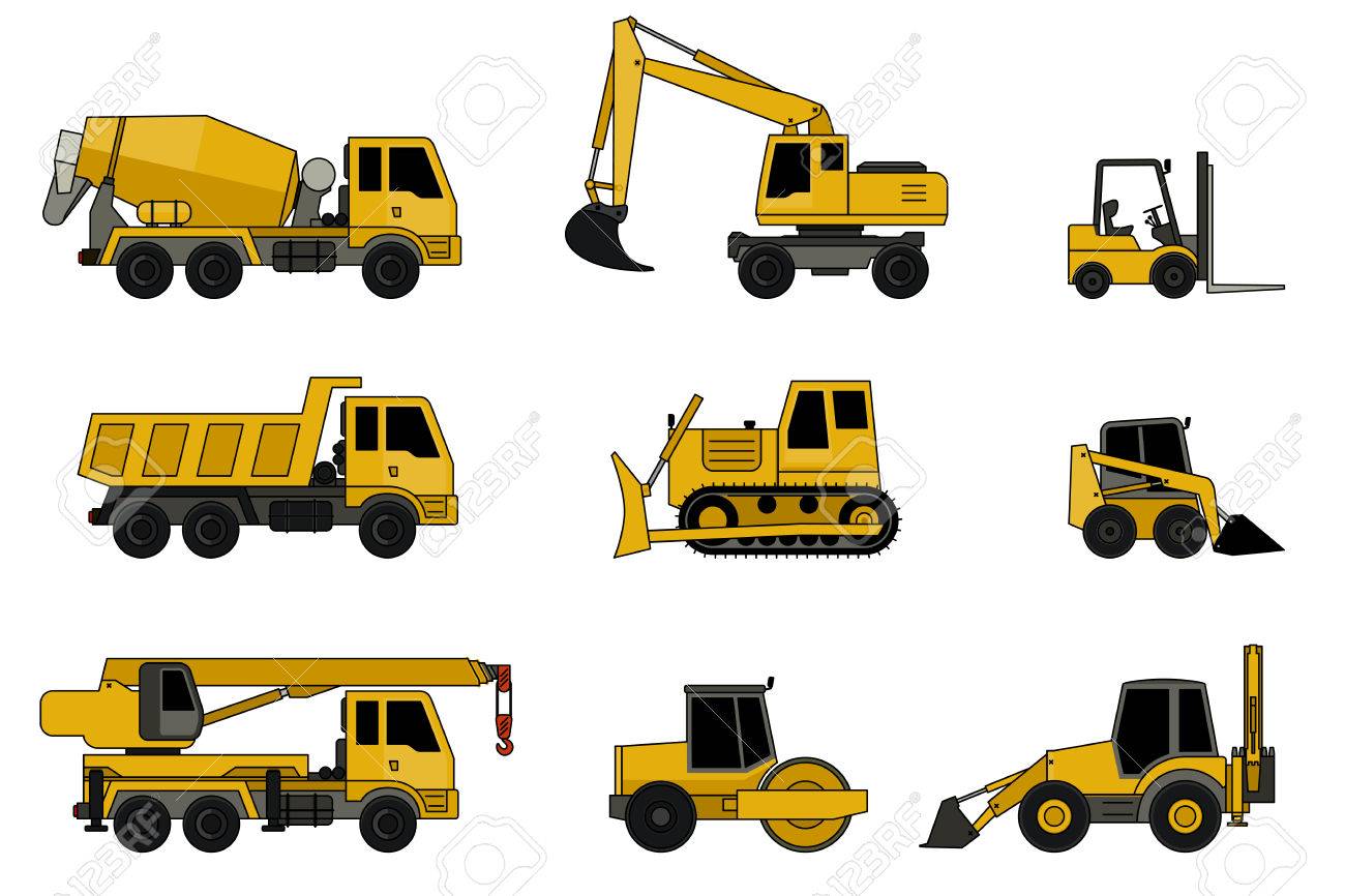 Machines De Travaux Publics Icones Avec Contour De Ligne Icones Vectorielles De Machines De Construction Clip Art Libres De Droits Vecteurs Et Illustration Image
