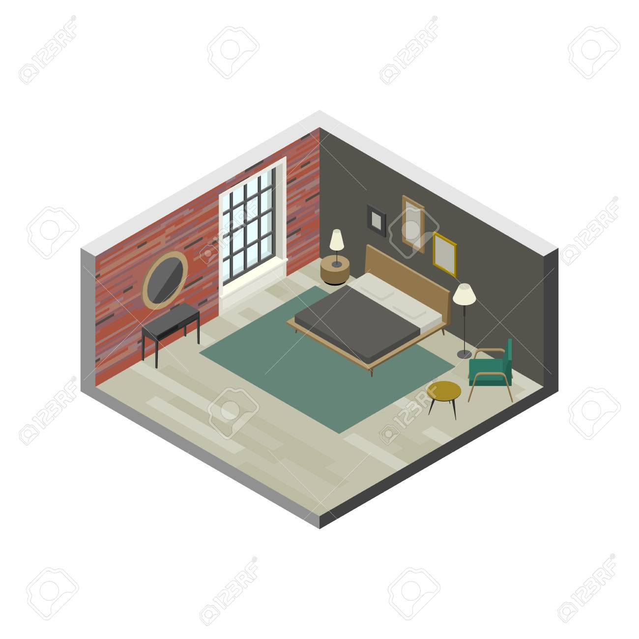 Bedroom In Isometric View