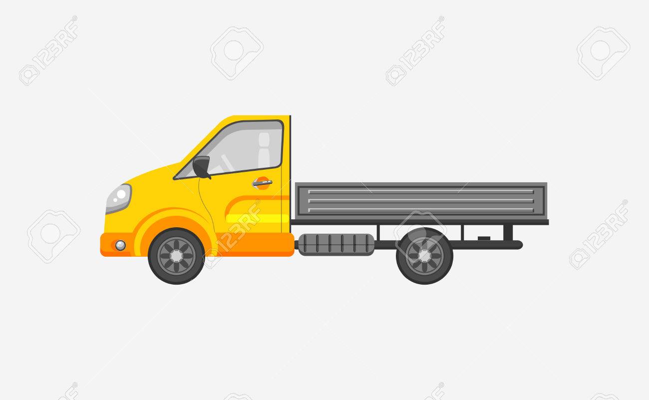 株式ベクトル イラスト分離された軽トラック トレーラー側ビュー フラット スタイル灰色の背景 インフォ グラフィック要素 印刷物 Web サイト アイコン カード運転手やドライバーの日おめでとうございます のイラスト素材 ベクタ Image