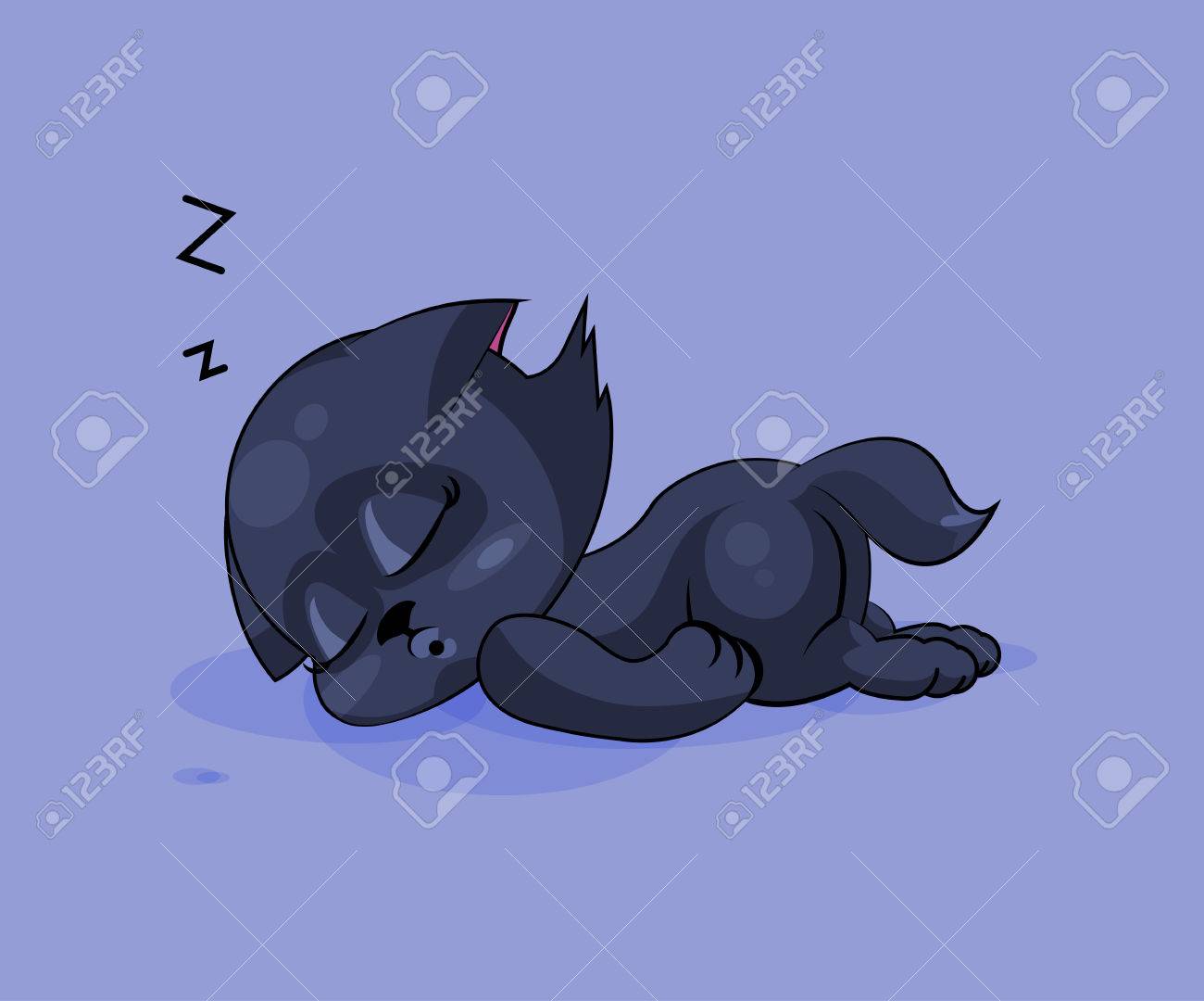 Vector Illustration Isole Emoji Dessin Anime Caractere Noir Chat Dort Sur Le Emoticone Autocollant De L Estomac Pour Le Site Infographies Video Animation Sites Internet E Mails Bulletins Rapports Bandes Dessinees Clip Art Libres