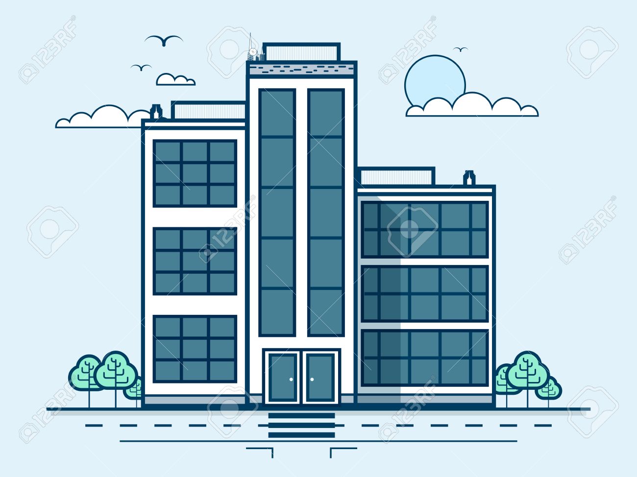 Stock Vector Illustration City Street With Office Building Administrative Royalty Free Cliparts Vectors And Stock Illustration Image 56753971