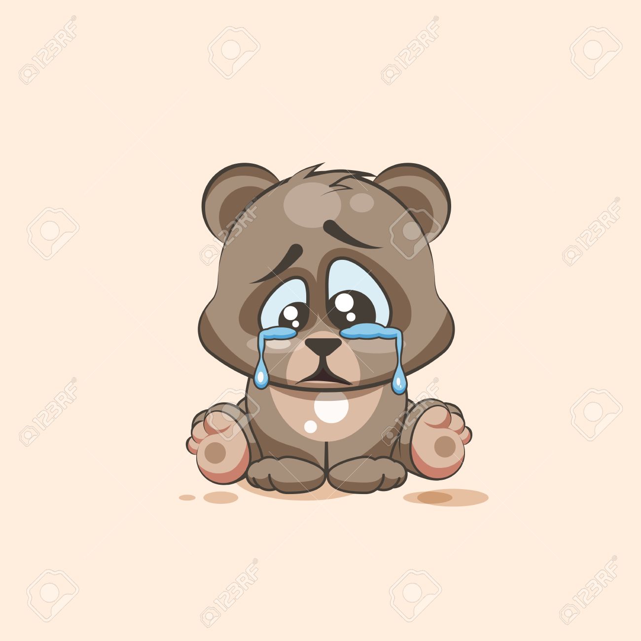 Vector Illustration Isole Emoji Dessin Anime Caractere Triste Et Frustre Ours Pleurer Les Larmes Autocollant Emoticone Pour Le Site L Information Graphique Video Animation Sites Internet E Mails Des Bulletins D Information Rapport Bande Dessinee