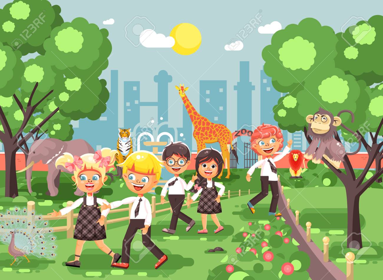 イラストや児童 散歩 学校動物園遠足動物園 男の子と女の子の野生動物や鳥のフラット スタイルは 市を見てクラスメートとサイトのバナー のイラスト素材 ベクタ Image イラストや児童 散歩 学校動物園遠足動物園 男の子と女の子の野生動物や鳥のフラット スタイルは 市を見てクラスメートとサイトのバナー のイラスト素材 ベクタ Image