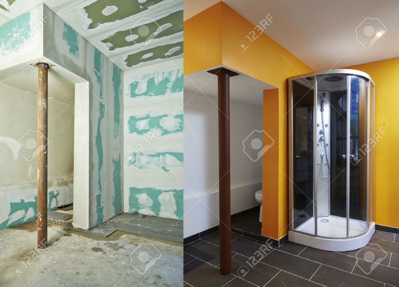 archivio fotografico costruzione di bagno cartongesso cartongesso prima e dopo