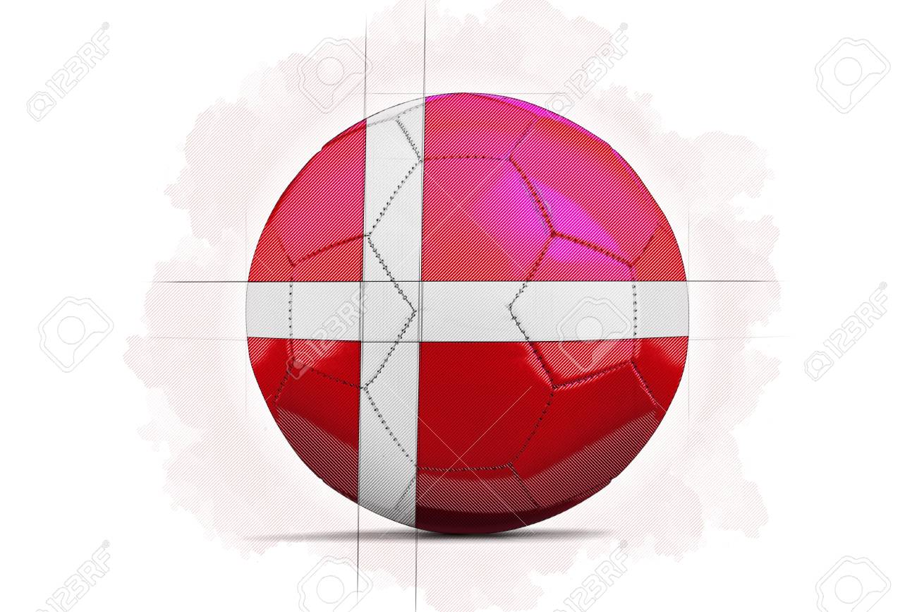digital artwork sketch of a soccer ball with team flag denmark