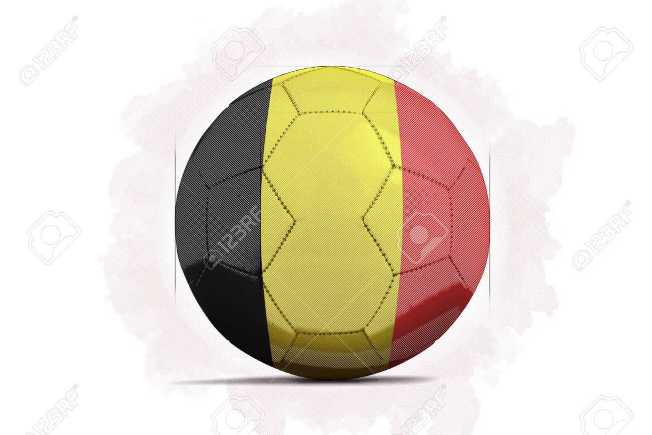 digital artwork sketch of a soccer ball with team flag belgium