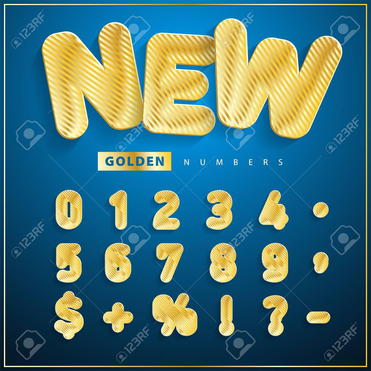 Gestreifte Gold Zahlen Aufkleber Gold Elemente Alphabet Imitating Pappe Papieroberflachen Fur Eine Breite Verwendung In Der Werbung Plakate Banner Web Shop Casino Vektor Illustration Lizenzfrei Nutzbare Vektorgrafiken Clip Arts