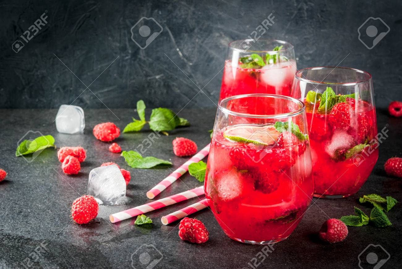 Summer Refreshing Non Alcoholic Cocktails Fruit Drinks Raspberry Stock Photo Picture And Royalty Free Image Image 80688334
