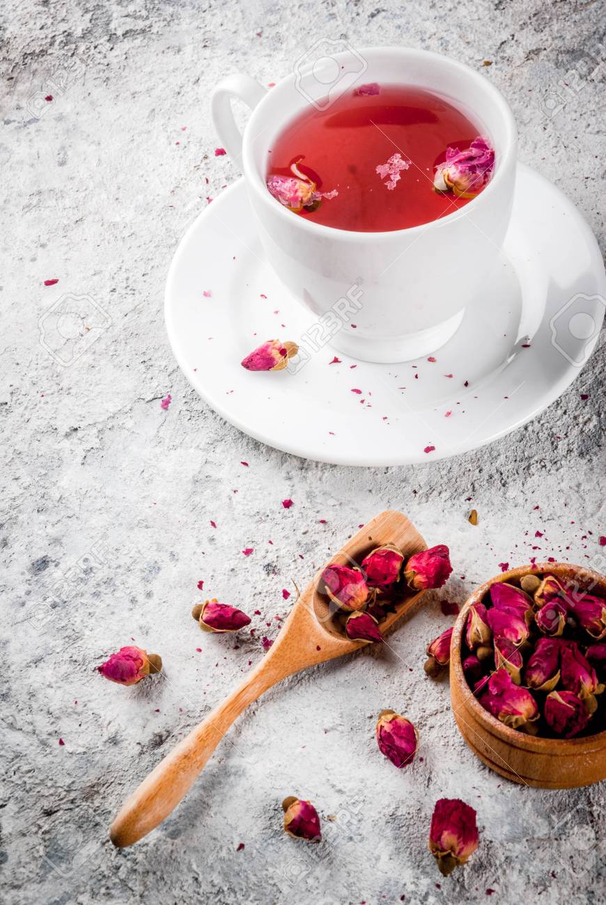 アラブ 中東の食べ物 バラの芽とハーブティー コピースペース の写真素材 画像素材 Image