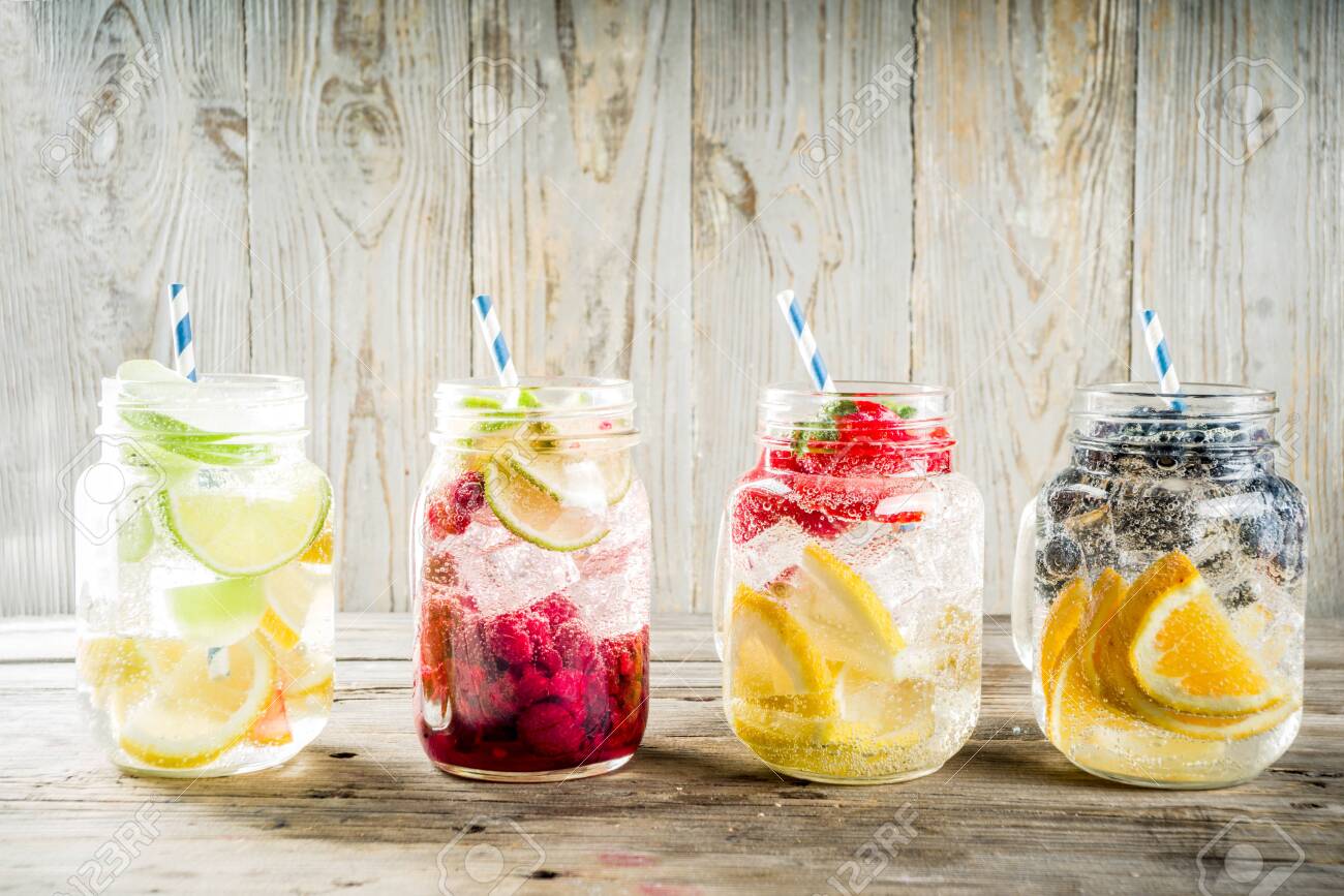 Selection Various Fruit And Berry Lemonade Drinks Refreshment Stock Photo Picture And Royalty Free Image Image 120624351