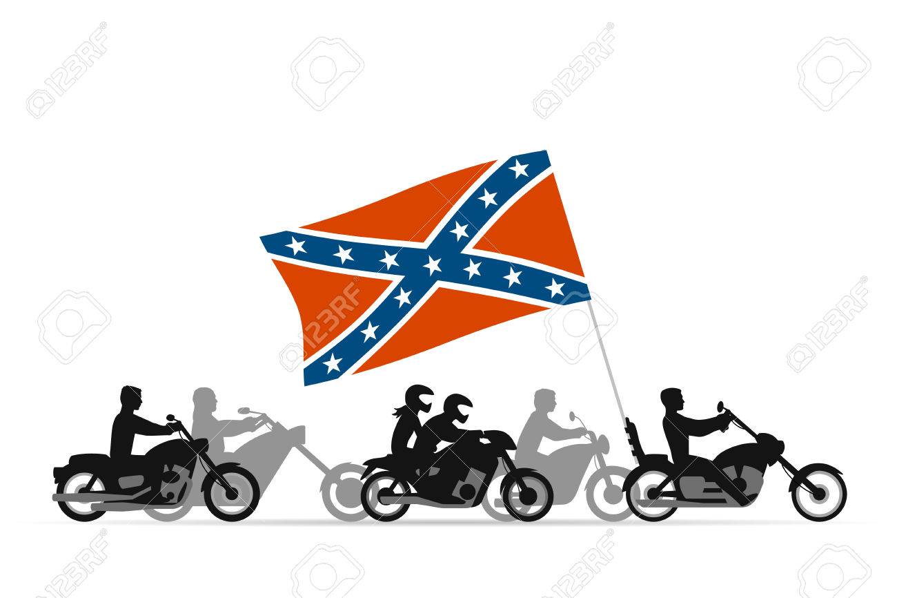 Bikers On Motorcycles With Confederate Rebel Flag Royalty Free Cliparts Vectors And Stock Illustration Image 59989437