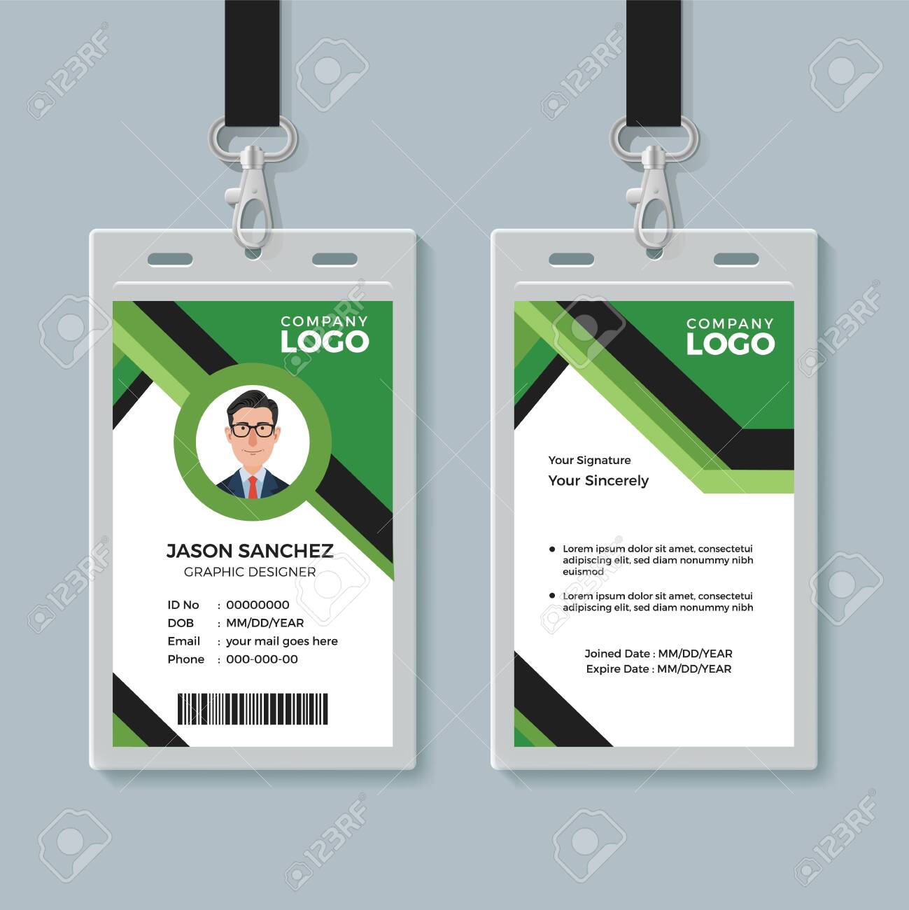 Simple Corporate Office Identity Card Design Template Royalty Free Regarding Company Id Card Design Template