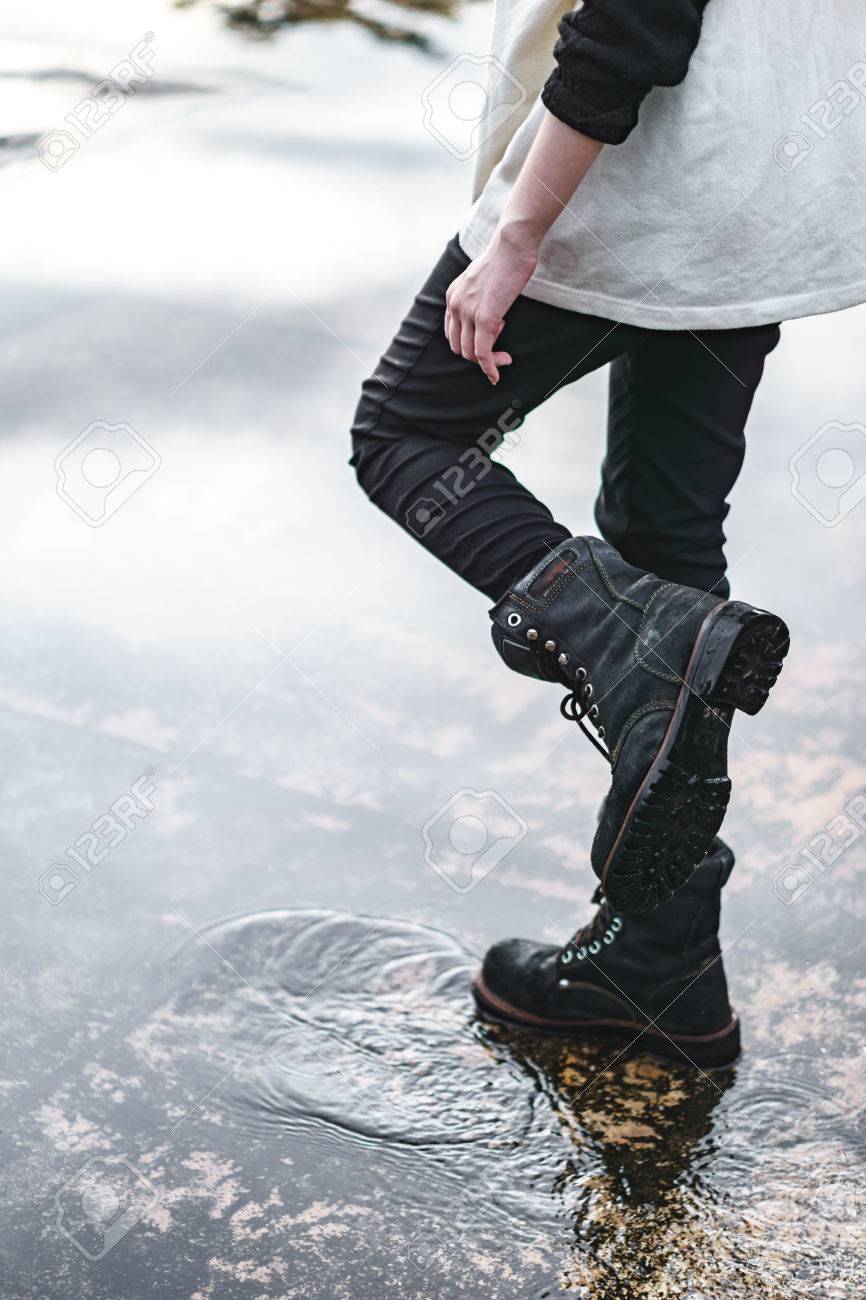 girls wearing combat boots