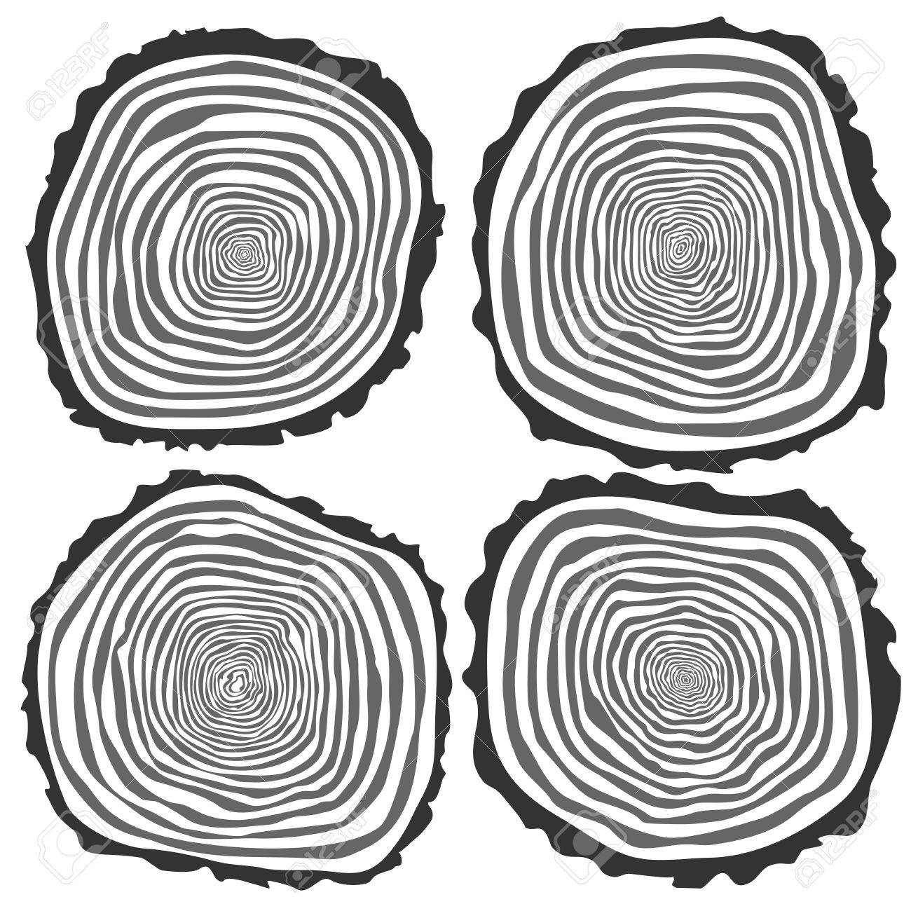 Set of four vector tree rings background and saw cut tree trunk. Conceptual graphics. Isolated on white - 52676490 Set of four vector tree rings background and saw cut tree trunk. Conceptual graphics. Isolated on white - 52676490
