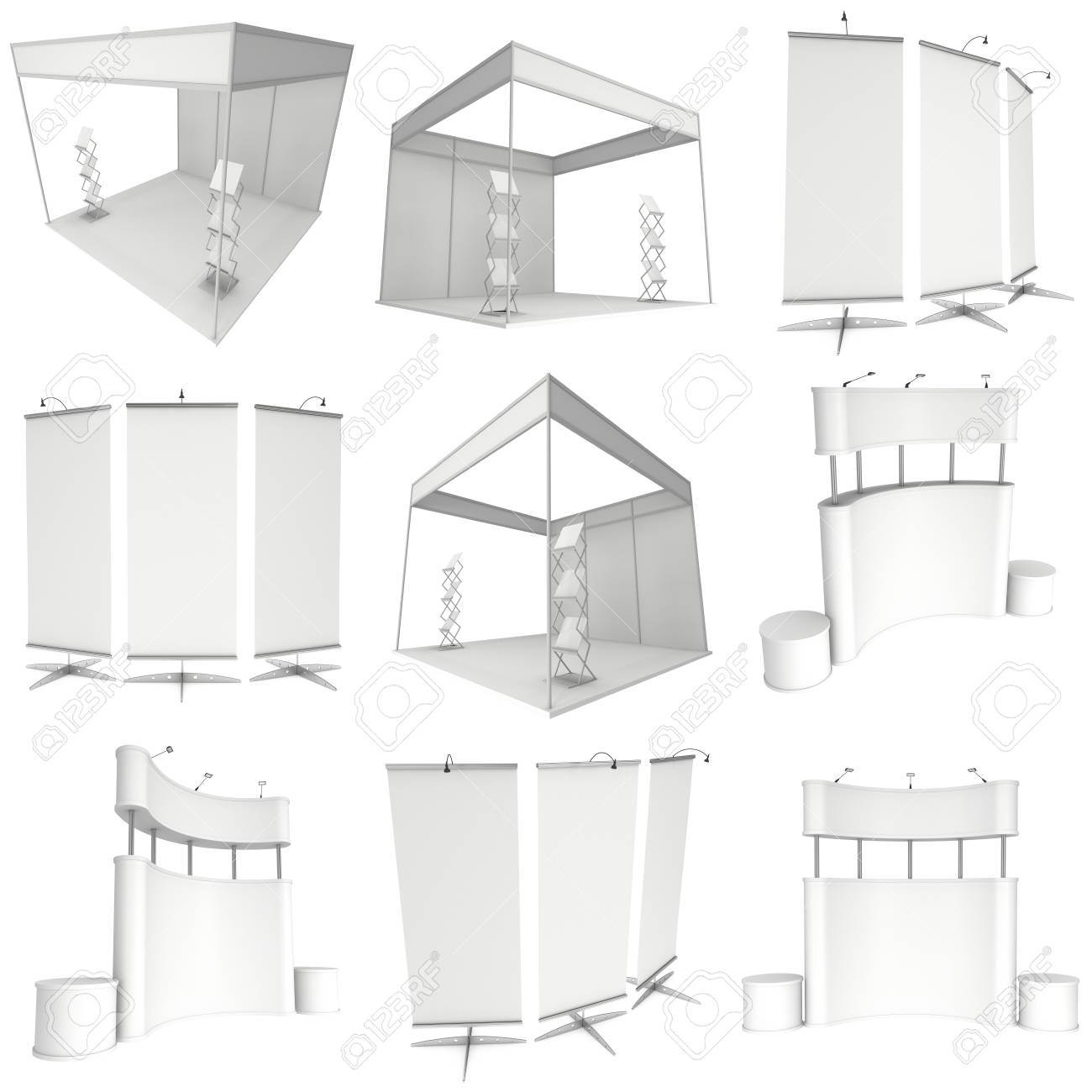 Trade Show Booth Set Roll Up Pop Up With Lcd Screen Floor Stand