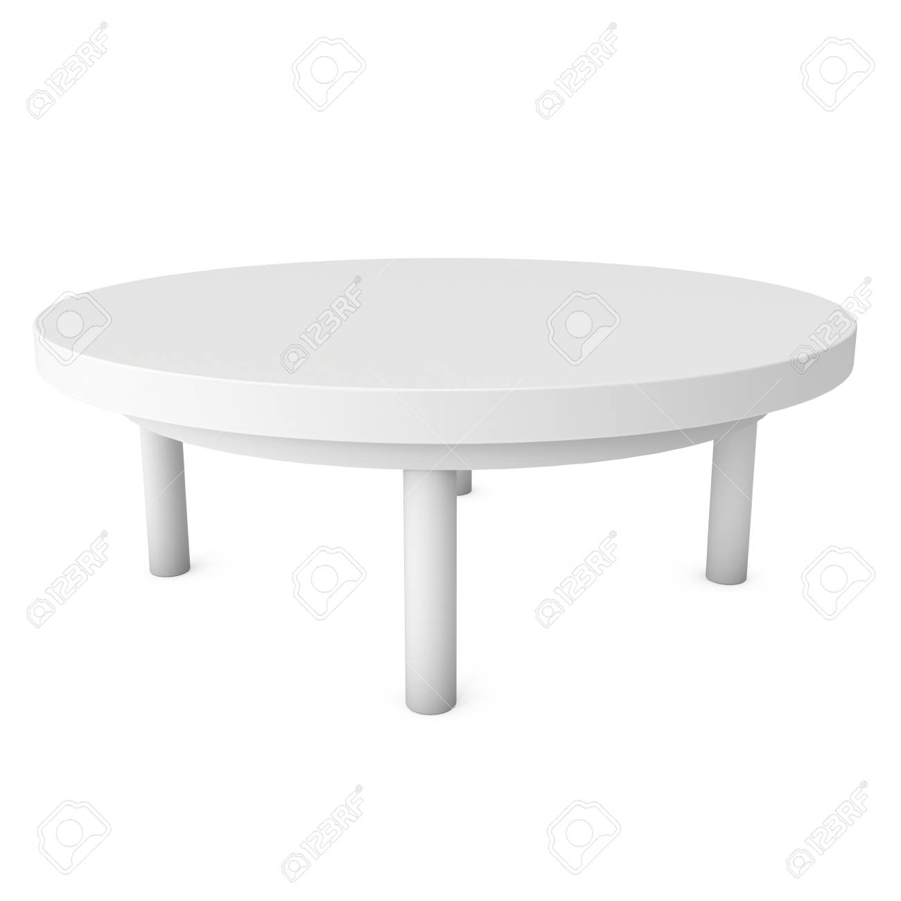 white round table 3d render isolated on white platform or stand round table template
