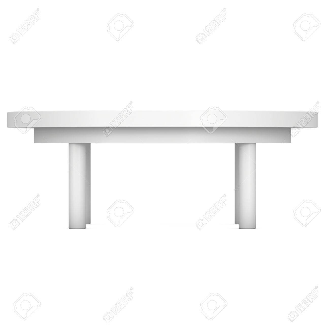 white round table 3d render isolated on white platform or stand round table template