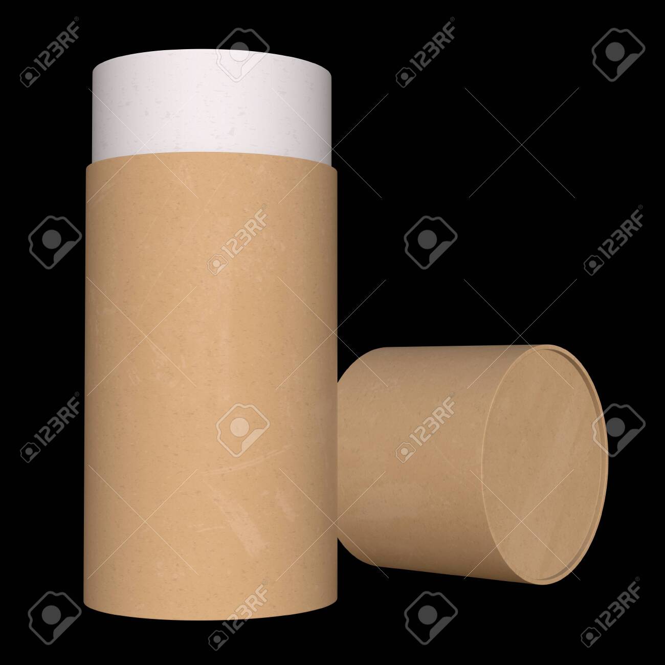 Download Kraft Paper Cardboard Tube Package Mock Up 3d Render On Black Stock Photo Picture And Royalty Free Image Image 128278956 PSD Mockup Templates