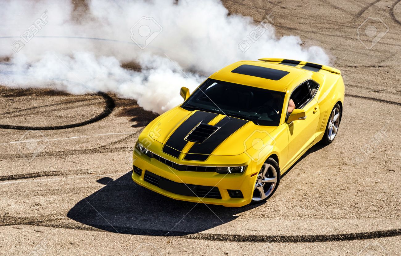 Luxury yellow sport car drifting, motion capture - 30596779 Luxury yellow sport car drifting, motion capture - 30596779
