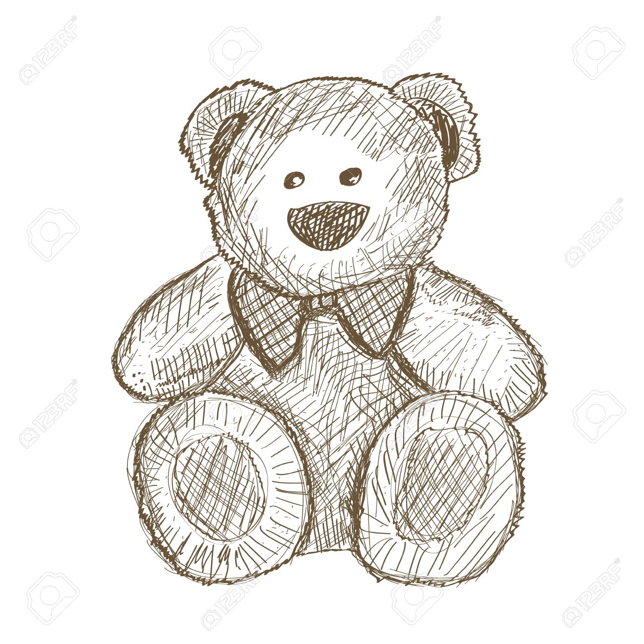 手描き下ろしテディベア白で隔離されます のイラスト素材 ベクタ Image