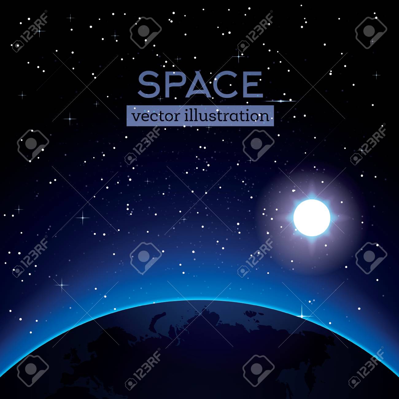 星と日宇宙と地球 イラスト のイラスト素材 ベクタ Image