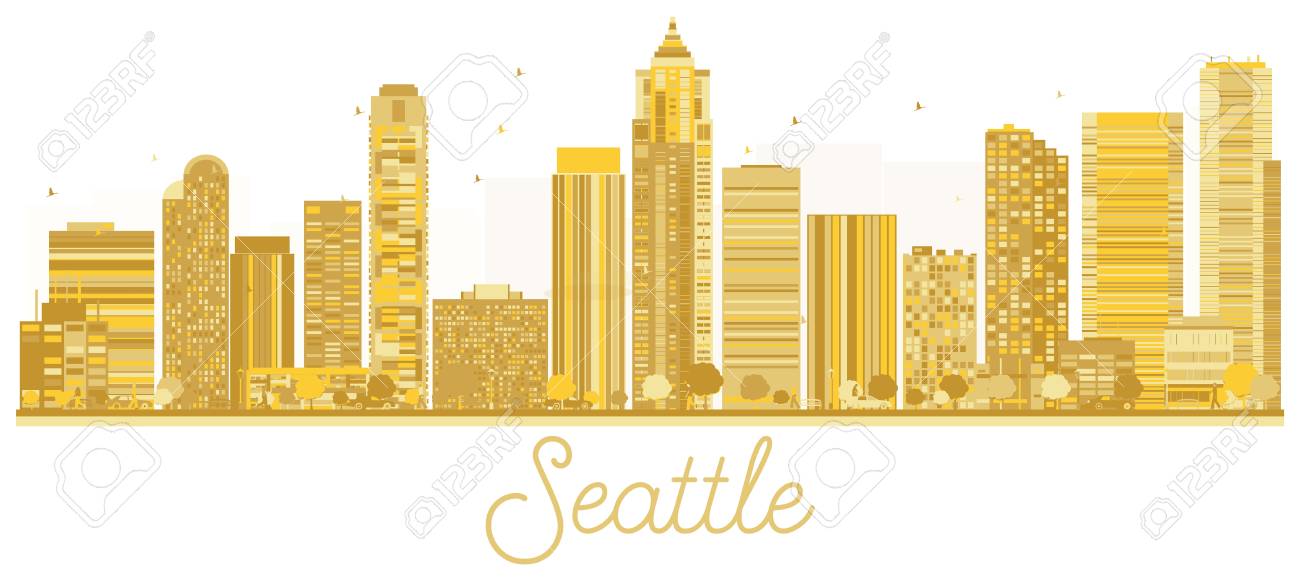 seattle city skyline golden silhouette vector illustration business seattle city scape