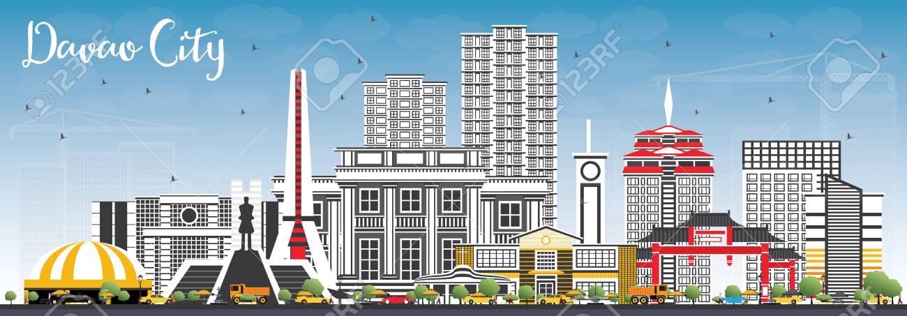 ダバオ市 フィリピンのスカイライン灰色の建物と青い空のベクトルイラスト 近代的な建築とビジネス旅行や観光のイラスト のイラスト素材 ベクタ Image ダバオ市 フィリピンのスカイライン灰色の建物と青い空のベクトルイラスト 近代的な建築とビジネス旅行や観光のイラスト のイラスト素材 ベクタ Image