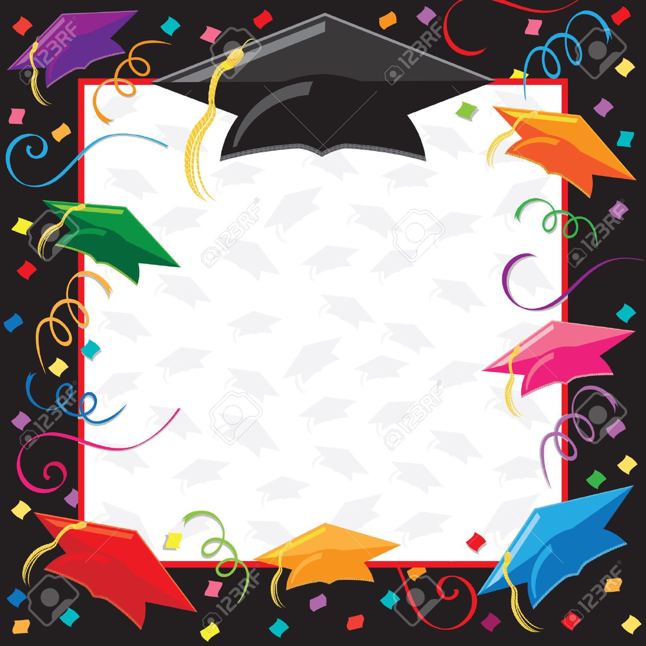 Colorful Graduation Invitation With Copy Space Royalty Free SVG, Cliparts,  Vectors, and Stock Illustration. Image 8977324., image size:1300x1300