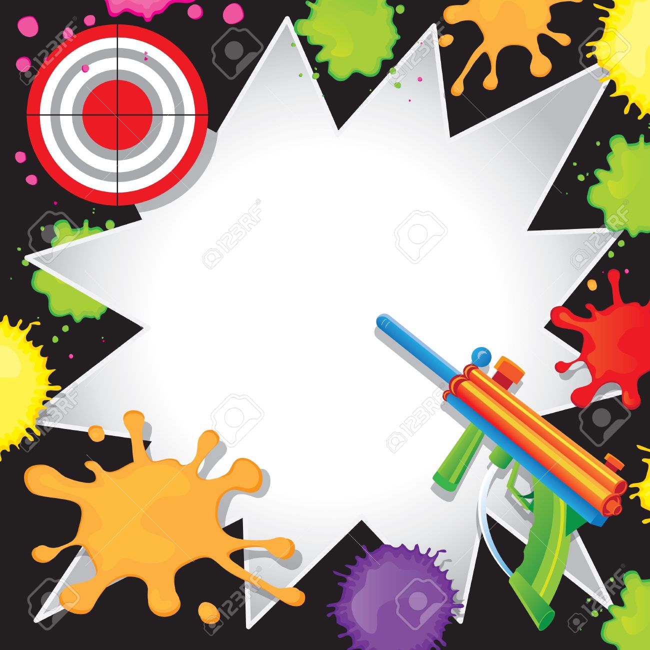 super fun paintball birthday invitation with colorful paintball fun invitation