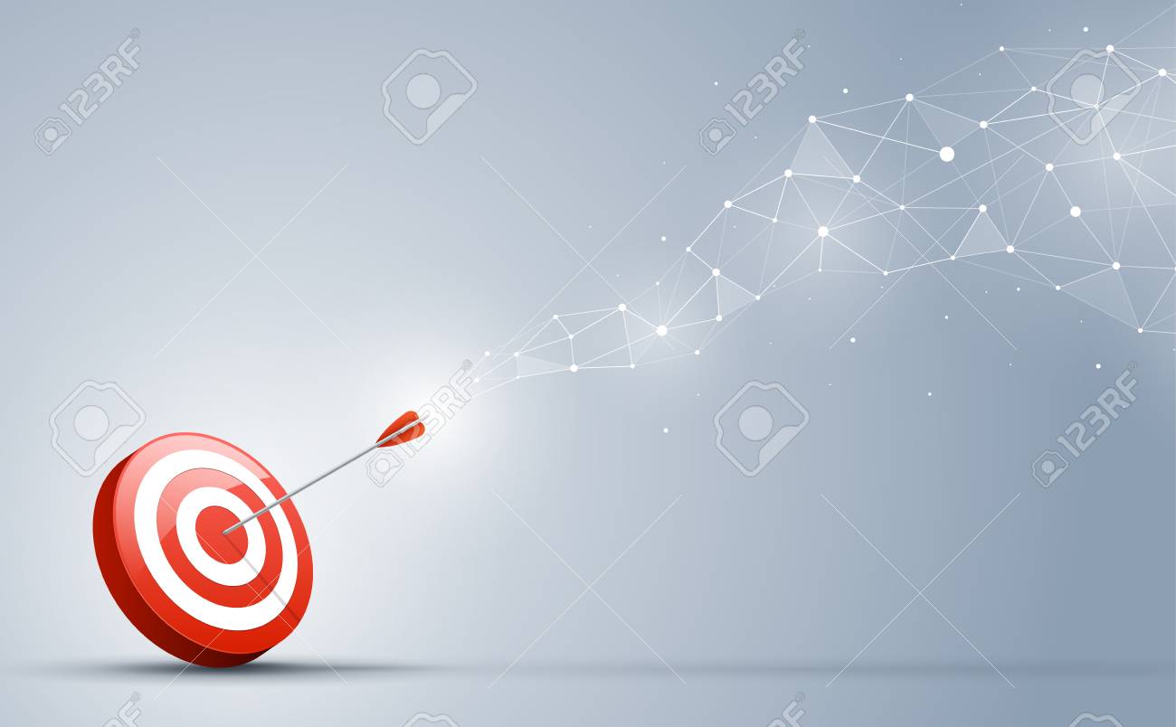 Target hitting in the center by the arrow. Goal direction and connection on the business concept. - 101248760 Target hitting in the center by the arrow. Goal direction and connection on the business concept. - 101248760
