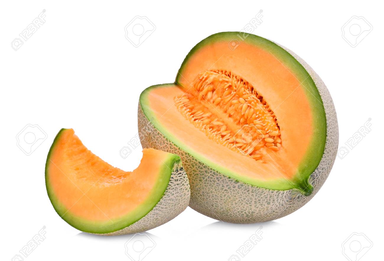 whole and slice of japanese melons orange melon or cantaloupe