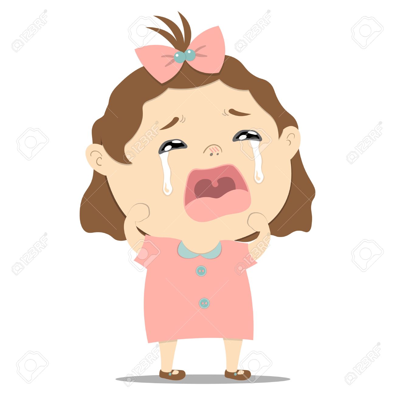 Al Pequeno Bebe Lindo Triste Llorando Sobre Fondo Blanco Ilustracion Ilustraciones Vectoriales Clip Art Vectorizado Libre De Derechos Image