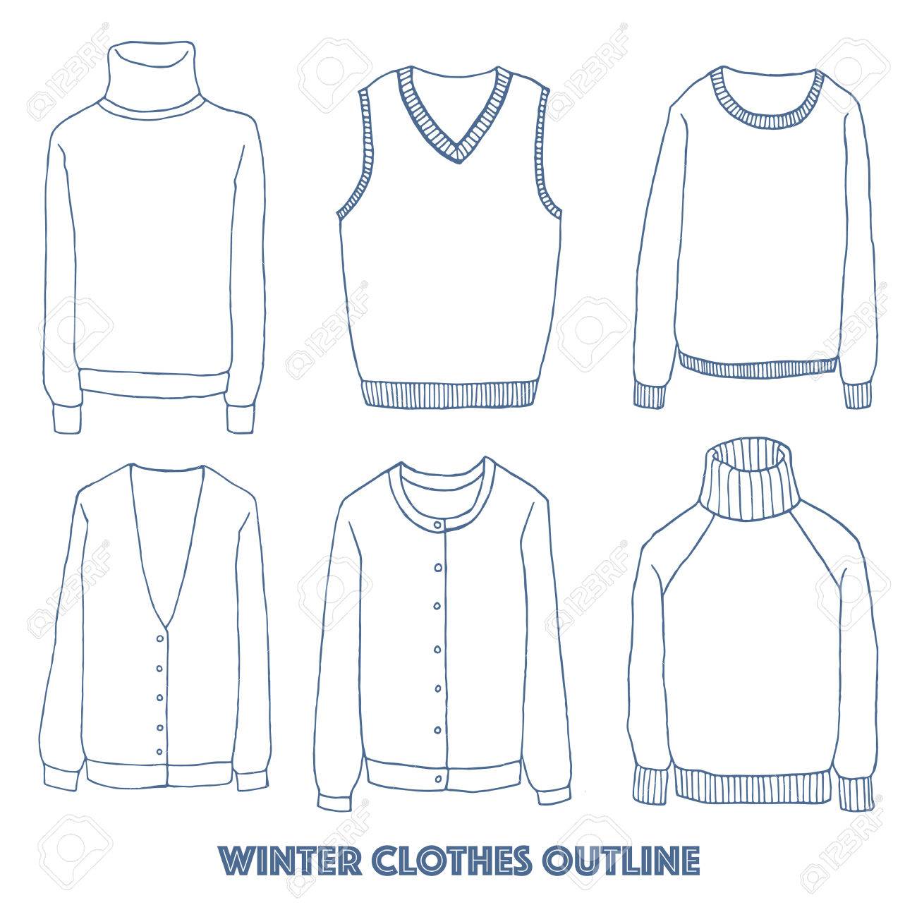 draw winter clothes