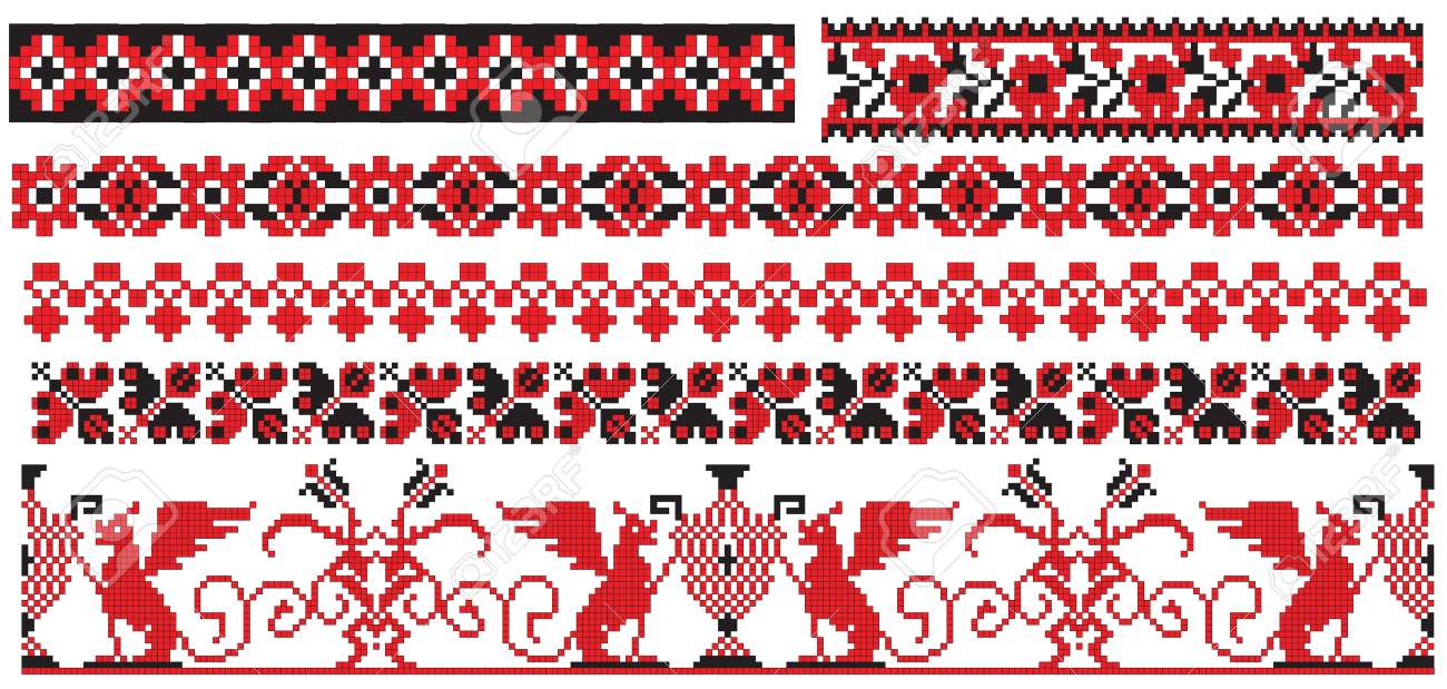 刺繍のためのウクライナ語およびロシア語のパターンの方式があります