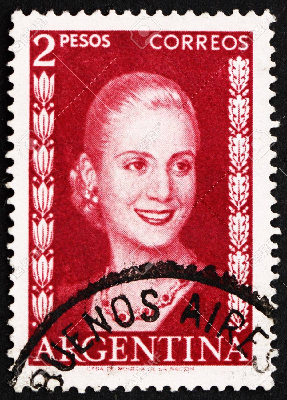 アルゼンチン 1953 年頃 切手が印刷されたマリア Eva Duarte デ ペロン アルゼンチンで アルゼンチンのファーストレディ 1953 年頃 の写真素材 画像素材 Image