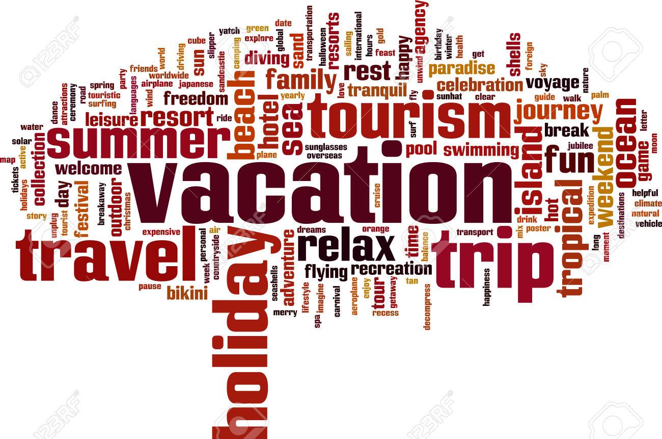vacation word cloud concept vector illustration royalty free vacation word