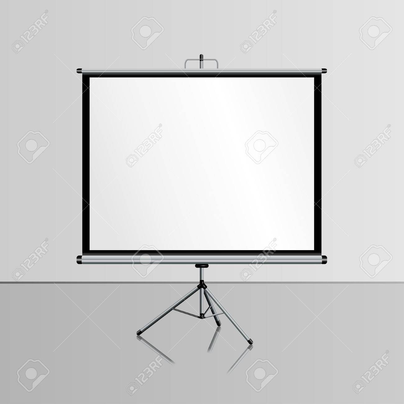 realistic blank projector screen for presentation whiteboard